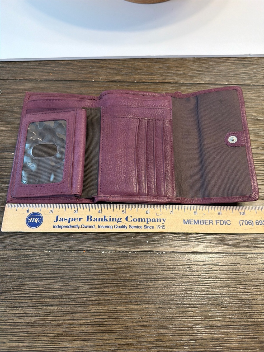 Vintage Fossil Wallet Plum Purple Pebble Leather - Excellent Condition - Picture 9 of 11